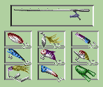 Fishing Rod & Lure Select Screen Elements