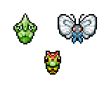 Caterpie, Metapod & Butterfree