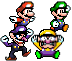Mario, Luigi, Wario & Waluigi (Yoshi's Island-Style)