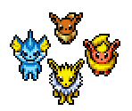 Eevee, Vaporeon, Jolteon & Flareon