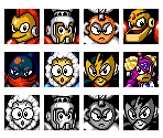 Mega Man 1 & Powered Up Robot Master Mugshots