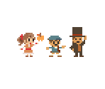 Layton, Luke, & Flora (Super Mario Maker-Style)