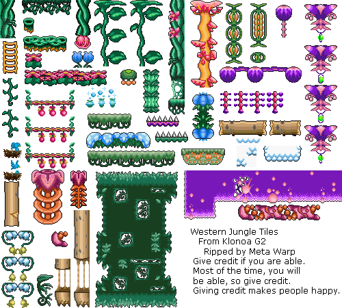 Klonoa 2: Dream Champ Tournament - Western Jungle Tiles and Objects