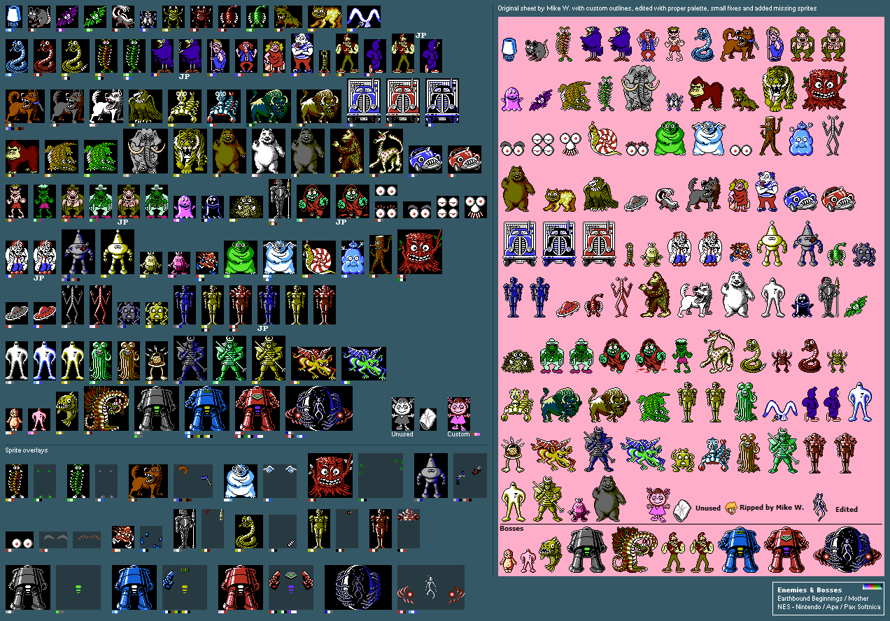 EarthBound Beginnings (Prototype) / Mother (JPN) - Enemies & Bosses