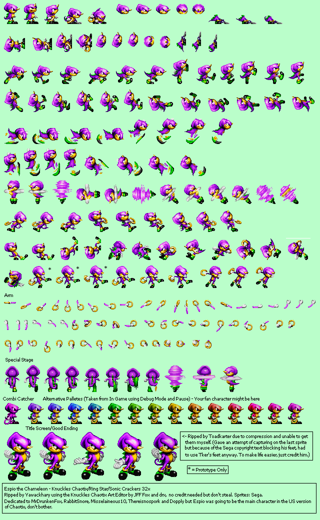 Knuckles' Chaotix (32X) - Espio the Chameleon