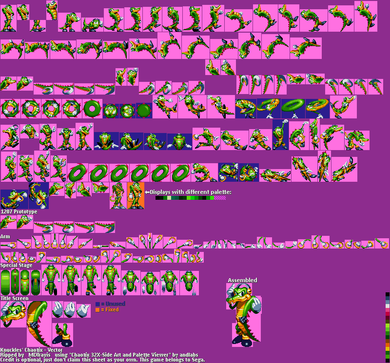 Knuckles' Chaotix (32X) - Vector the Crocodile