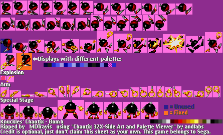 Knuckles' Chaotix Sprite Sheets - Sega Genesis 32X - Sonic Galaxy.net