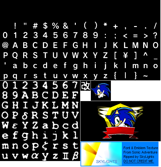 Sonic Adventure DX: Director's Cut - Fonts and Emblems