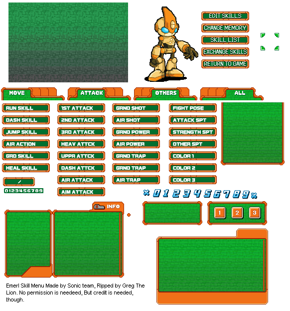 Sonic Battle - Emerl Skill Menu