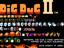 Dig Dug II: Trouble in Paradise - General Sprites