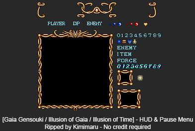 Illusion of Gaia / Illusion of Time - HUD & Pause Menu