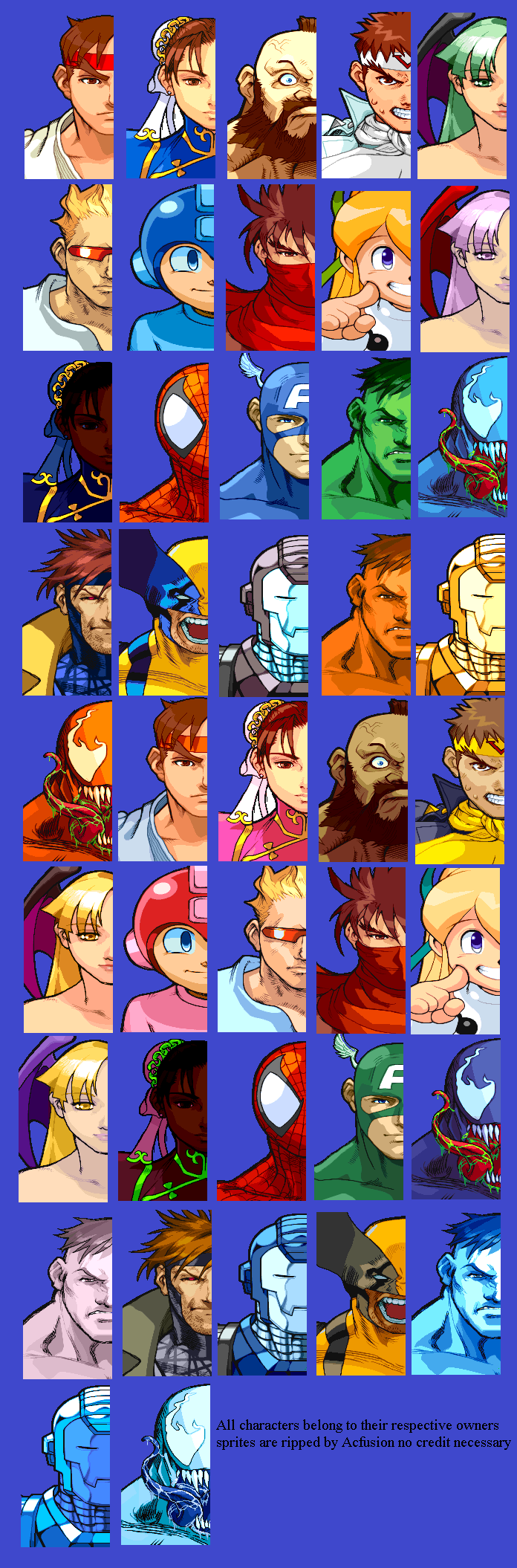 Arcade Marvel vs. Character Select Portraits The Spriters