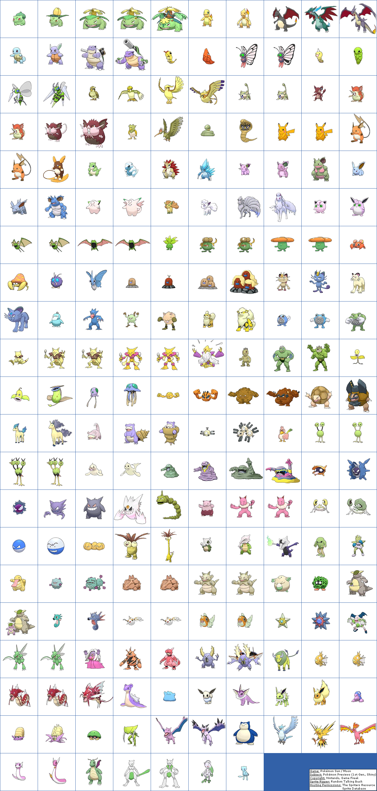 Pokémon Previews (1st Generation, Shiny)