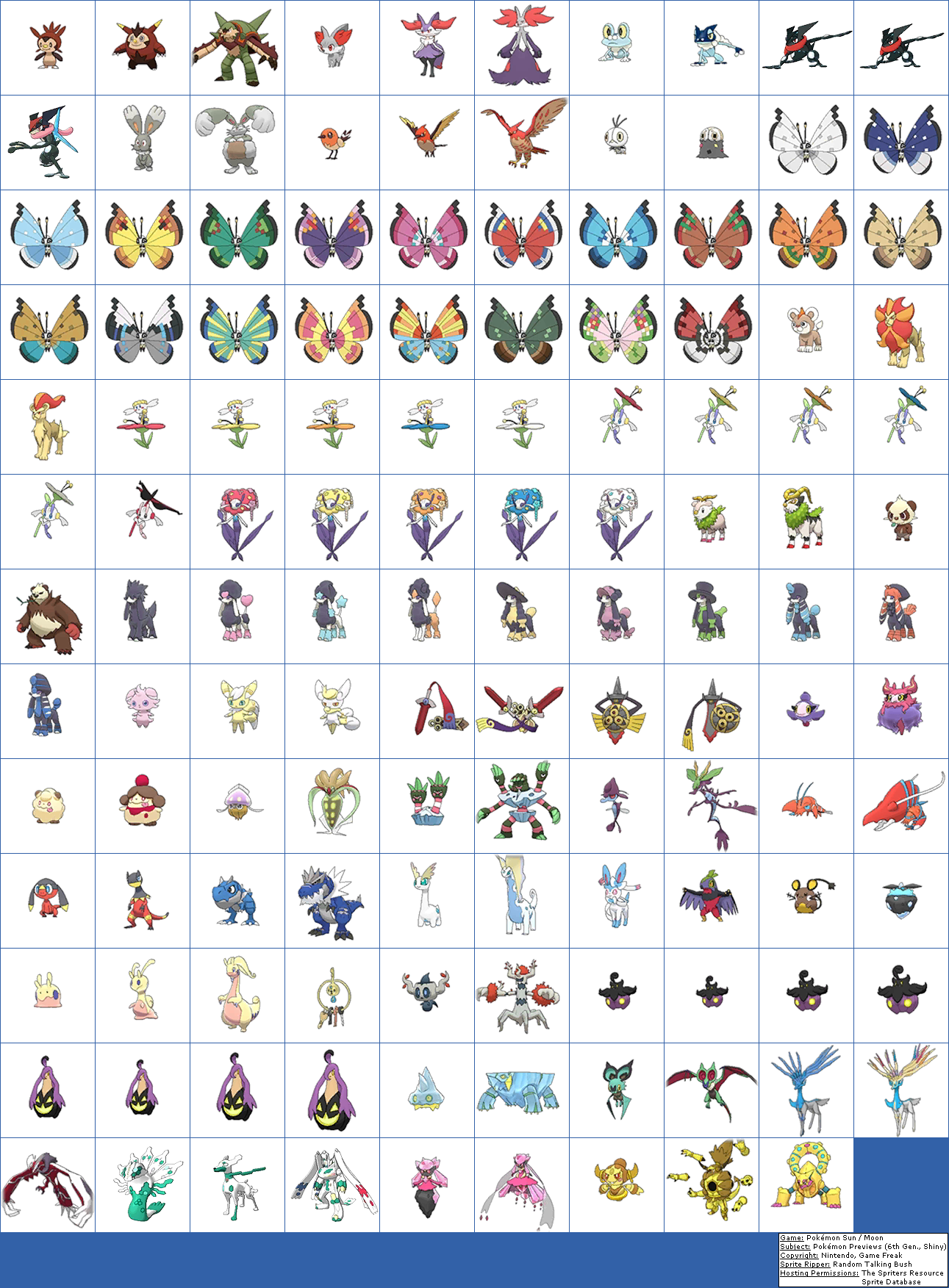 Pokémon Previews (6th Generation, Shiny)