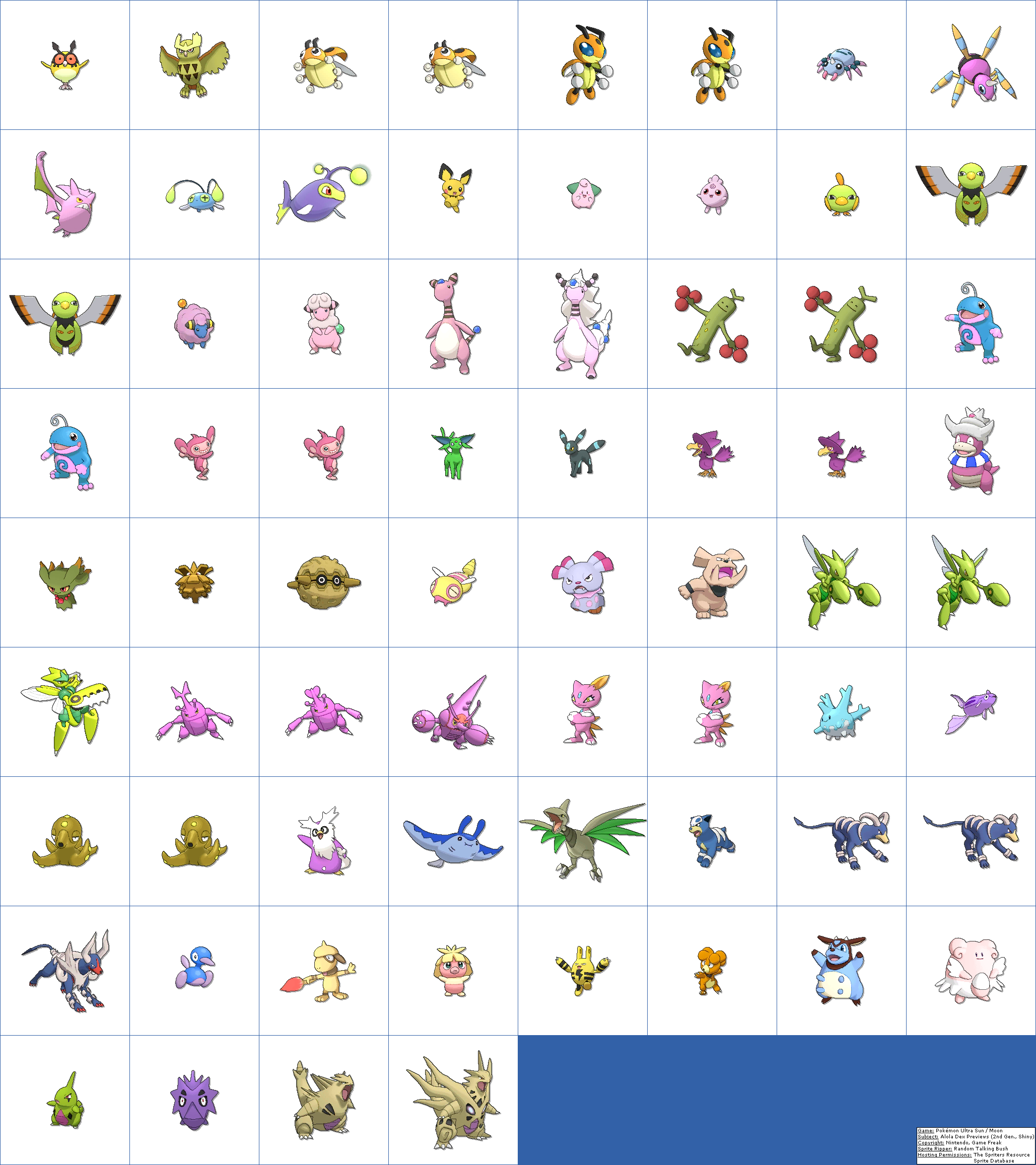 Alola Dex Previews (2nd Generation, Shiny)