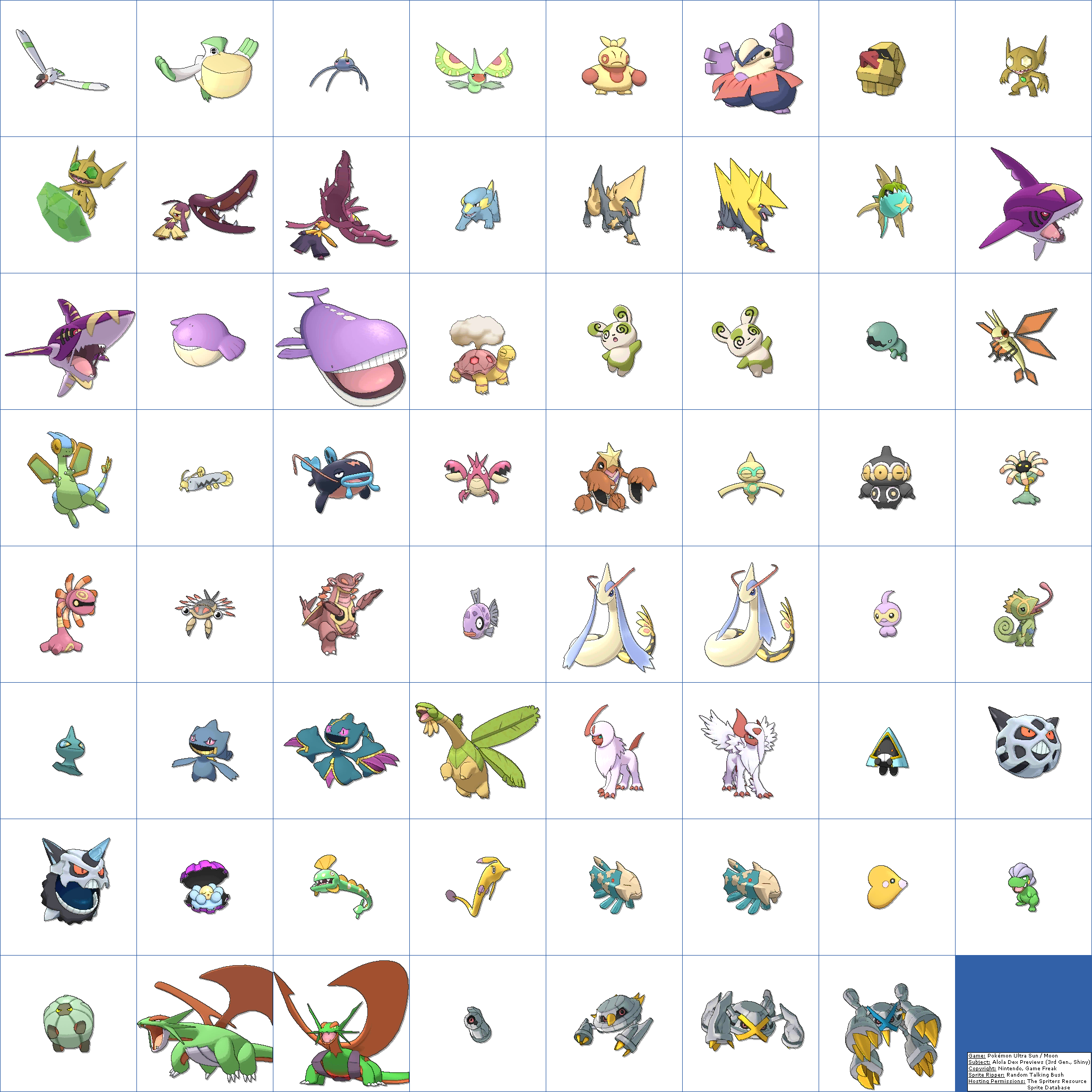 Alola Dex Previews (3rd Generation, Shiny)