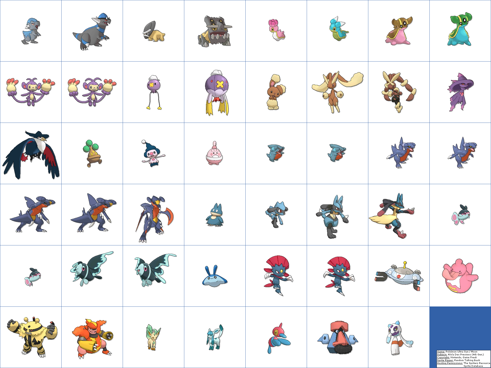 Alola Dex Previews (4th Generation, Normal)