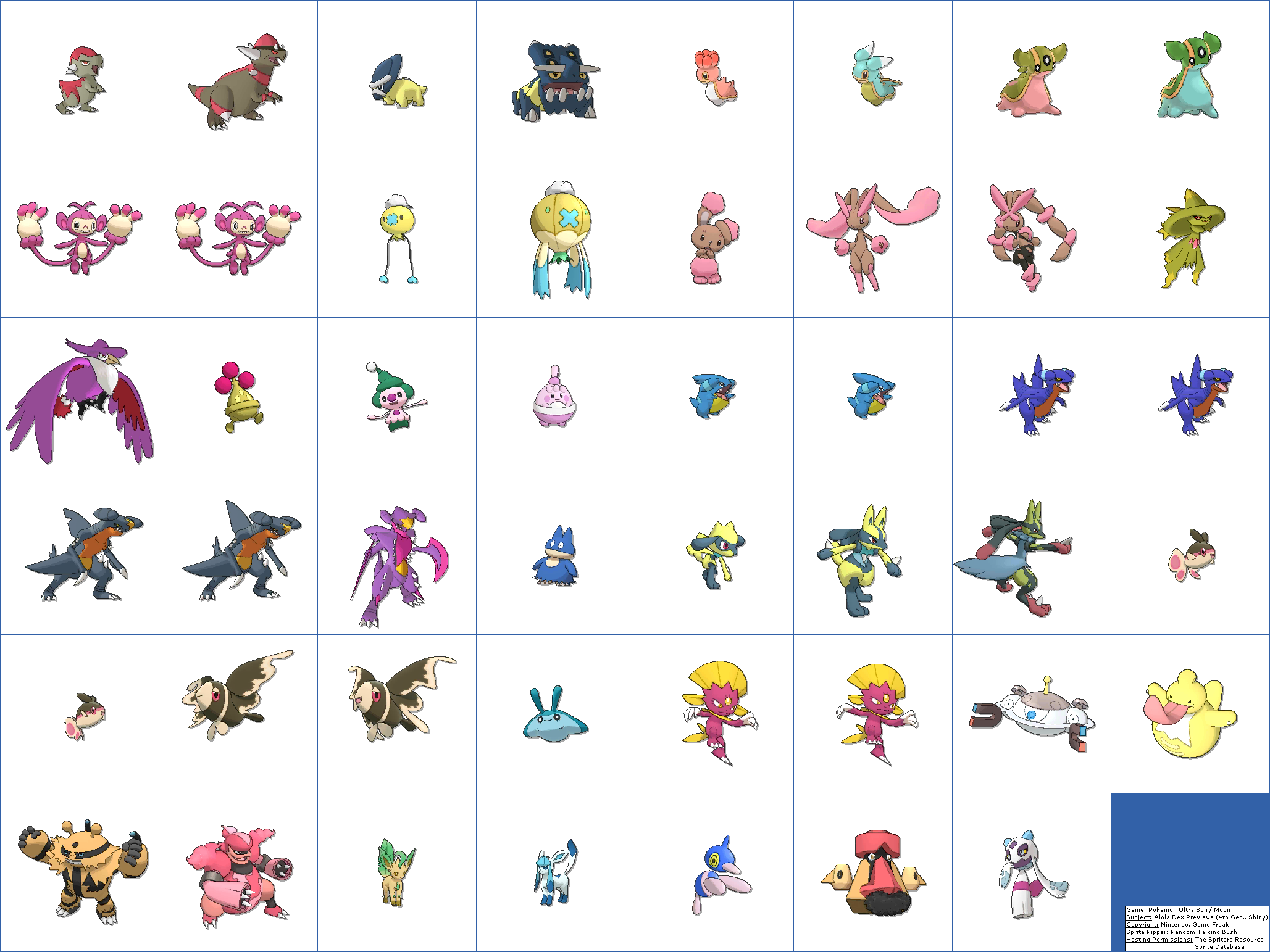 Alola Dex Previews (4th Generation, Shiny)