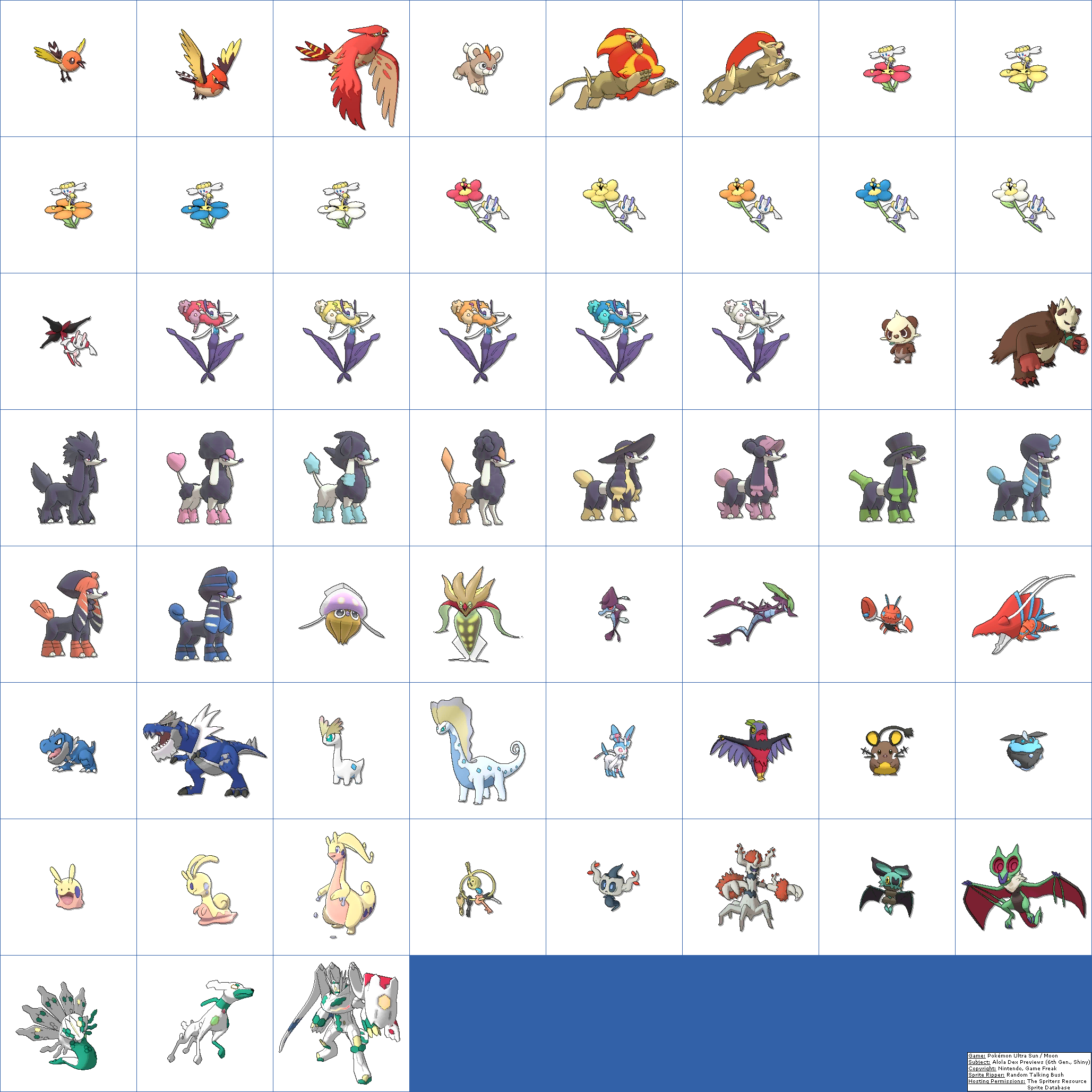 Alola Dex Previews (6th Generation, Shiny)