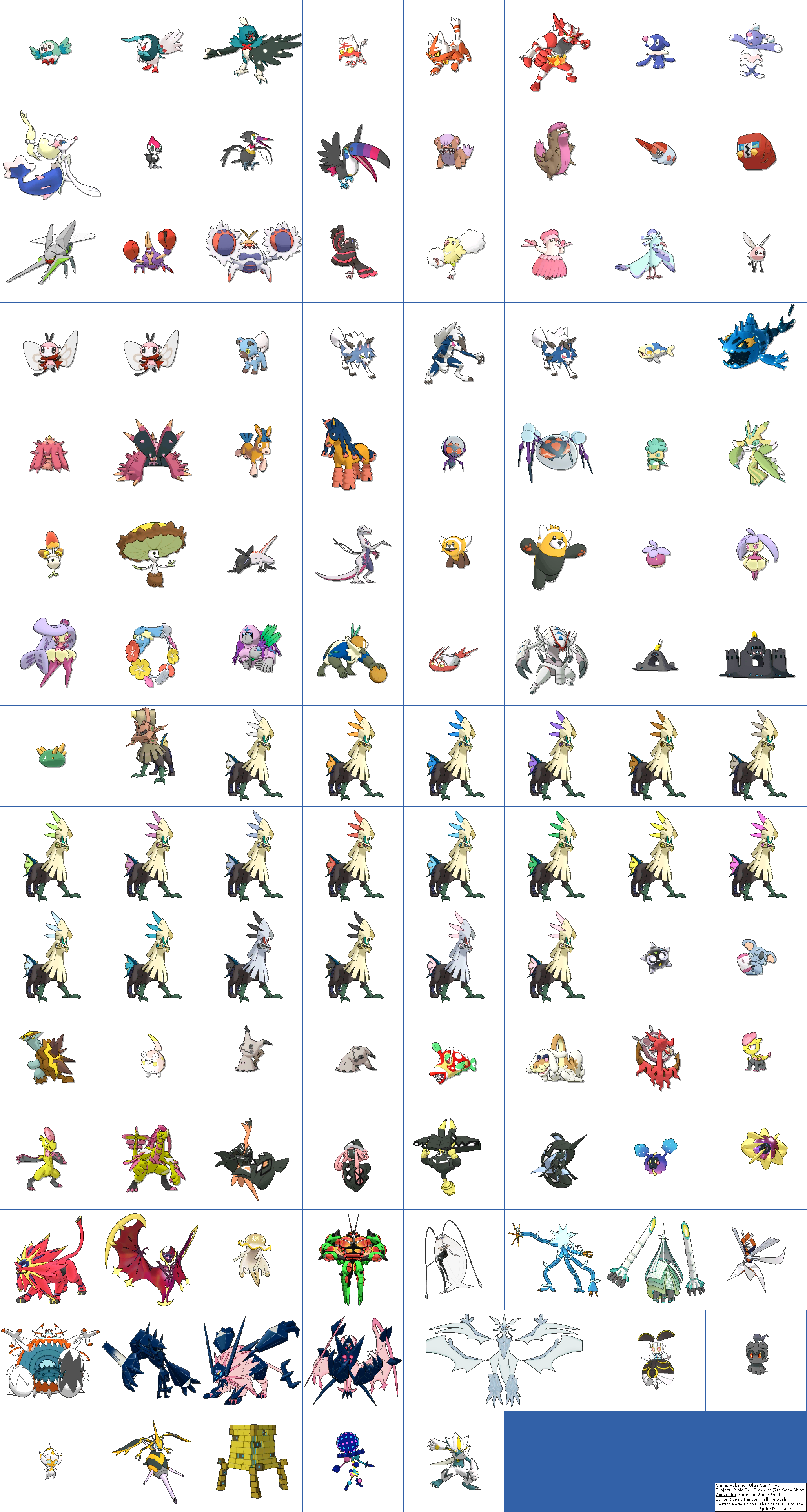 Alola Dex Previews (7th Generation, Shiny)