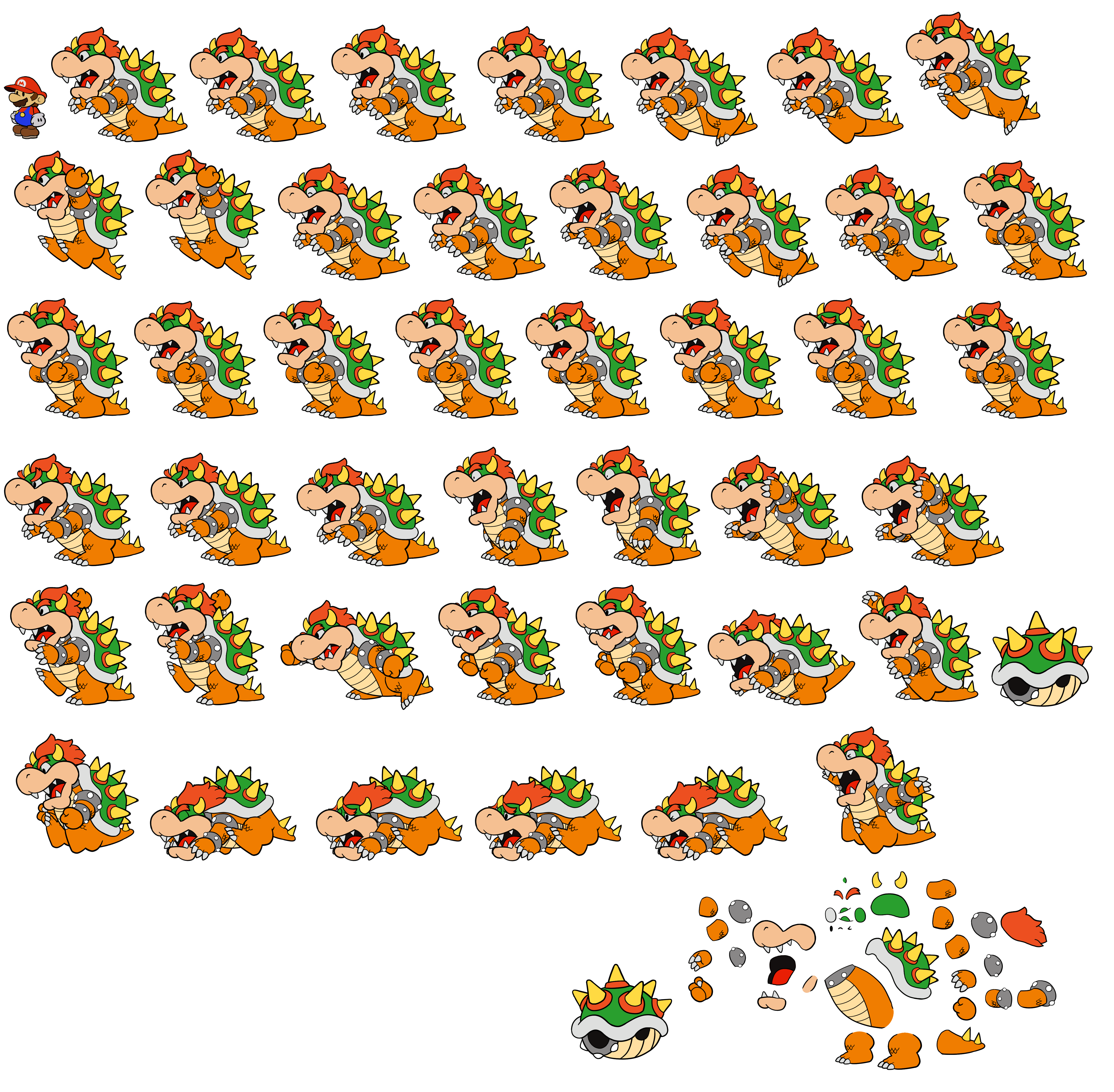 The Spriters Resource - Full Sheet View - Paper Mario Customs - Bowser