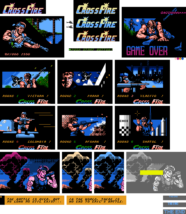 CrossFire (JPN) - Title, Round Intro, Game Over, and Ending