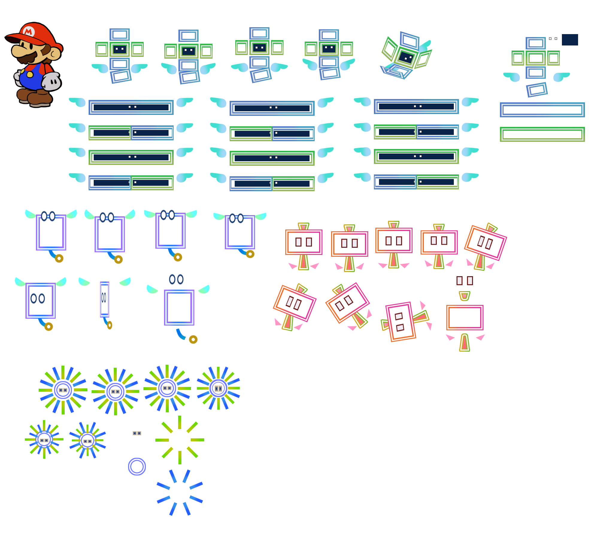 Paper Mario Customs - Carrie, Fleep, Cudge, & Dottie (Paper Mario-Style)