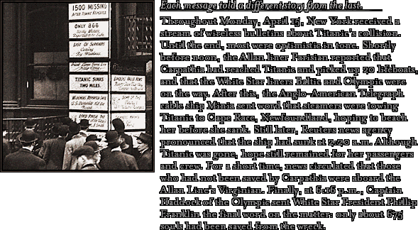 James Cameron's Titanic Explorer - Wireless Bulletins Sent to N.Y.