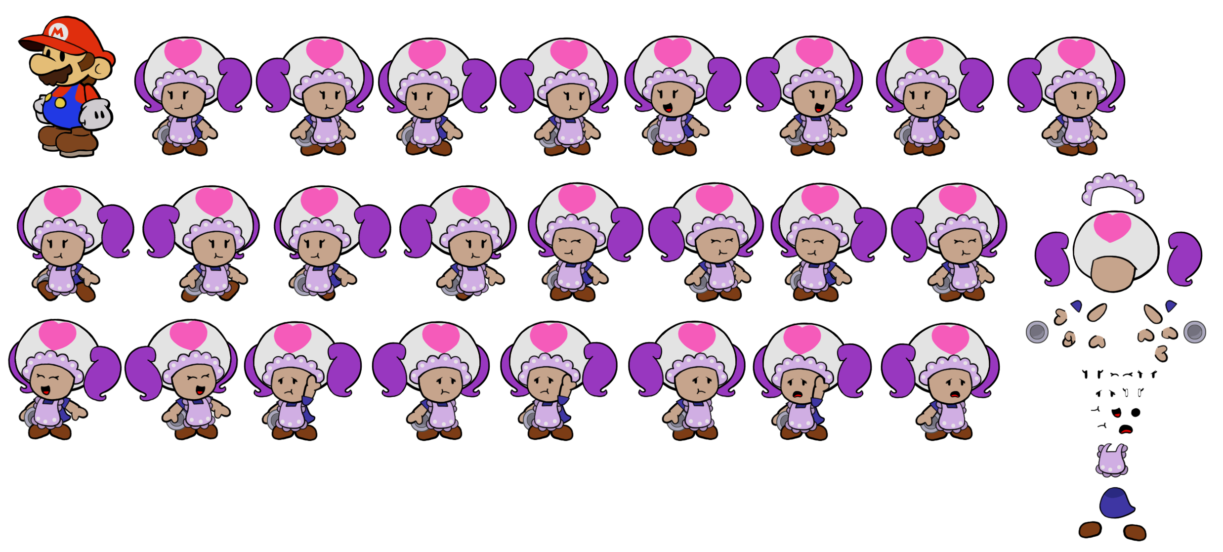 Paper Mario Customs - Waitress Toad (Paper Mario-Style)