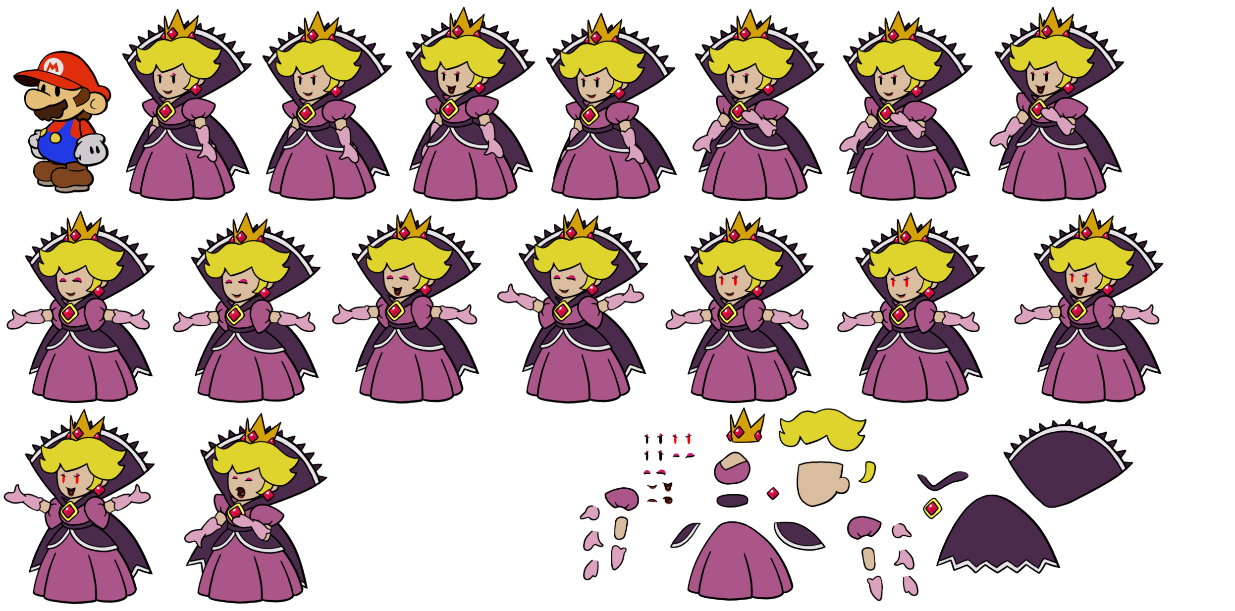Shadow Peach (Paper Mario-Style). 