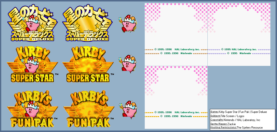 Kirby Super Star / Kirby's Fun Pak - Title Screen