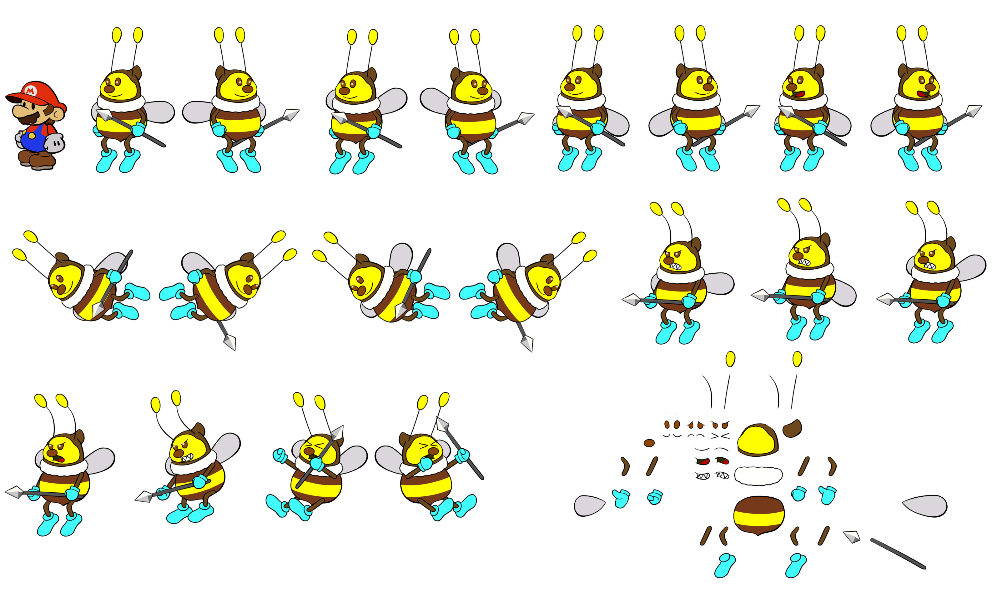 Honeybees (Paper Mario-Style)