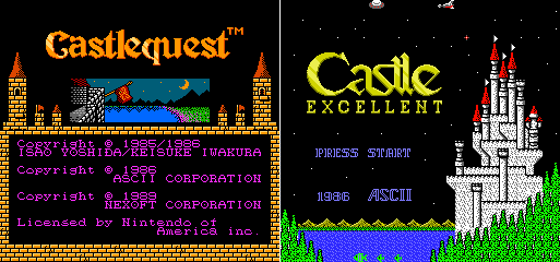 Castlequest / Castle Excellent - Title Screens