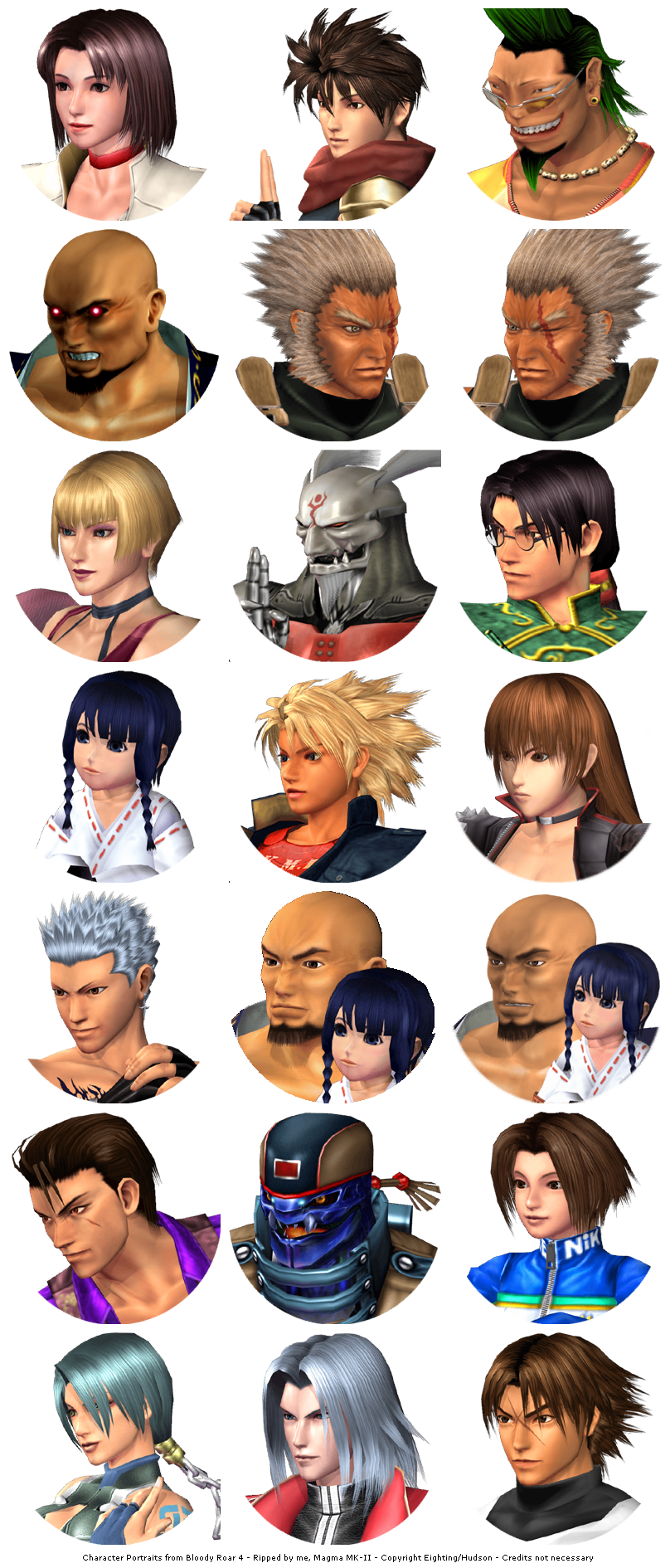 Bloody Roar 4. Character Portraits. 