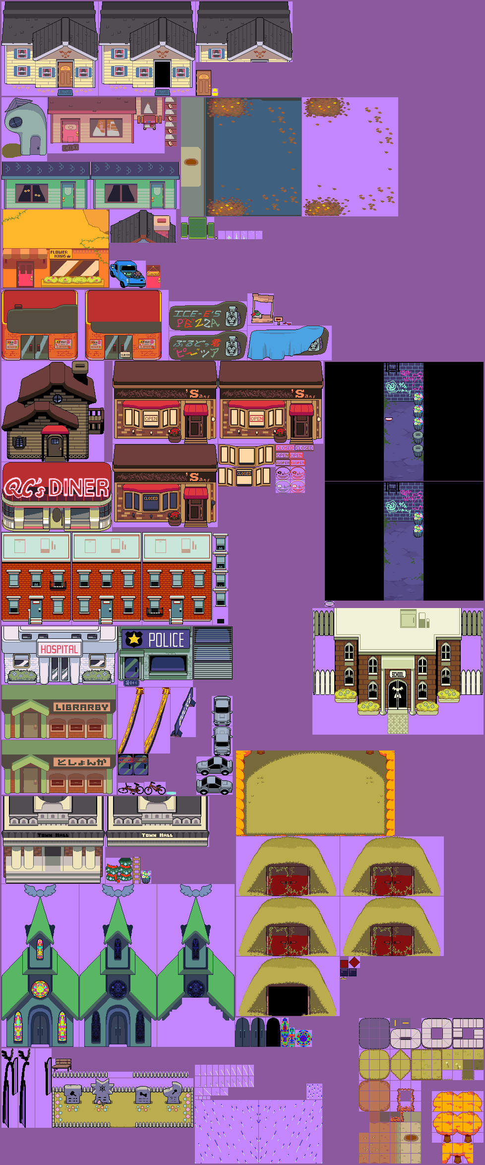The Spriters Resource - Full Sheet View - Deltarune - Hometown (Exterior)