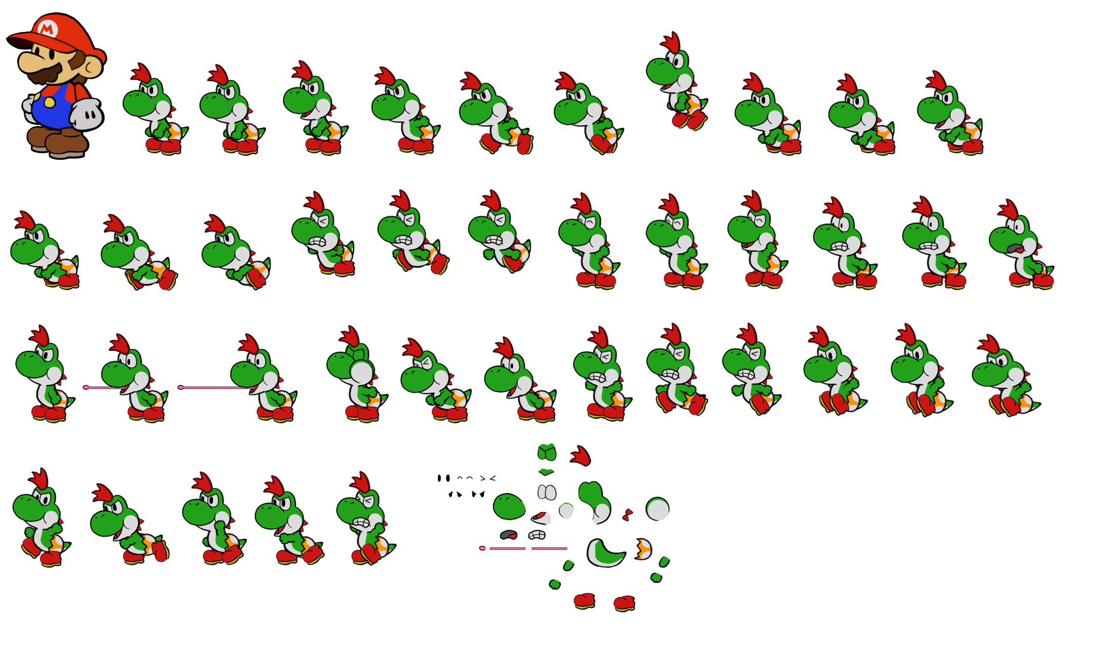 Paper Mario Customs - Yoshi Kid (Green) (Paper Mario-Style)