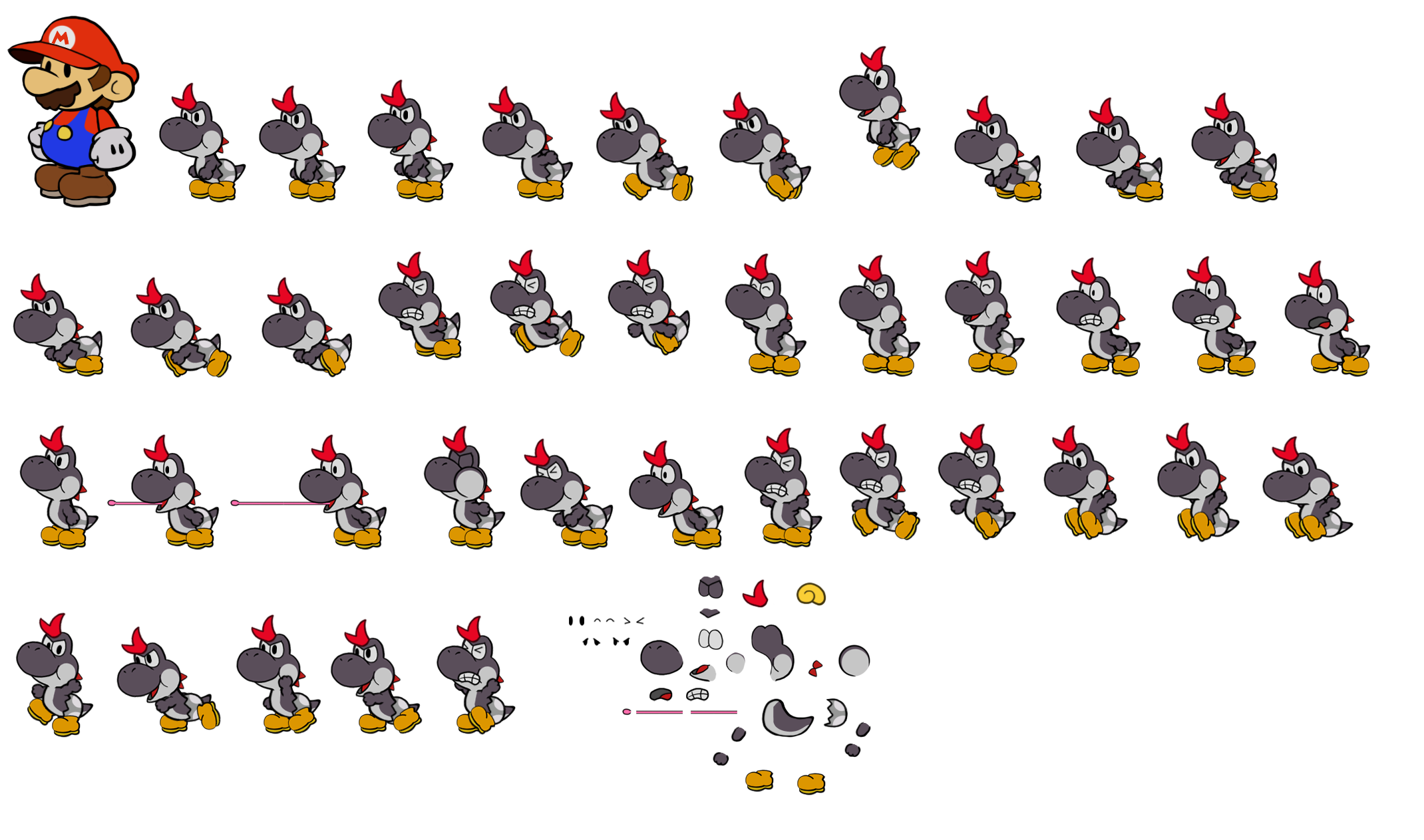 Custom / Edited - Paper Mario Customs - Yoshi Kid (Black) (Paper Mario