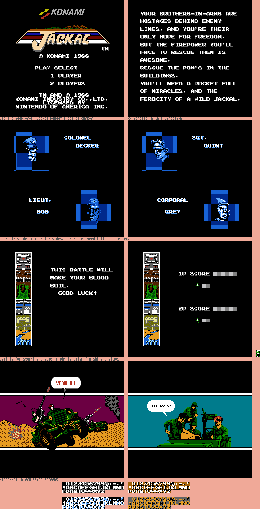 Title Screen, Text, and Miscellaneous Screens