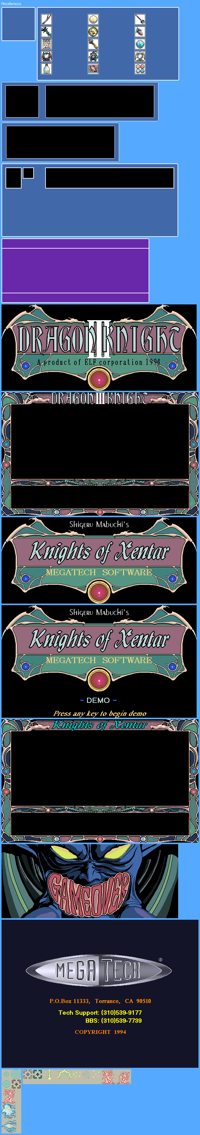 Knights of Xentar - Miscellaneous