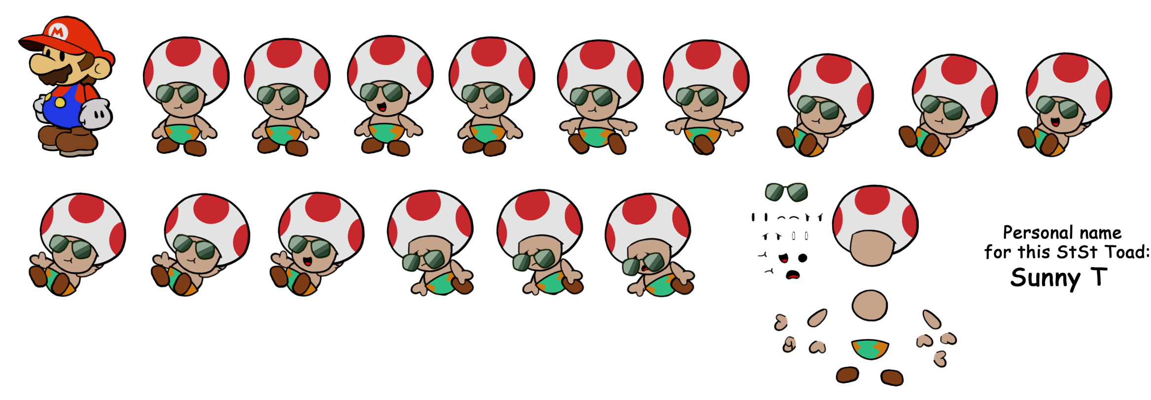 Custom / Edited - Paper Mario Customs - Oasis Toad (Paper Mario-Style