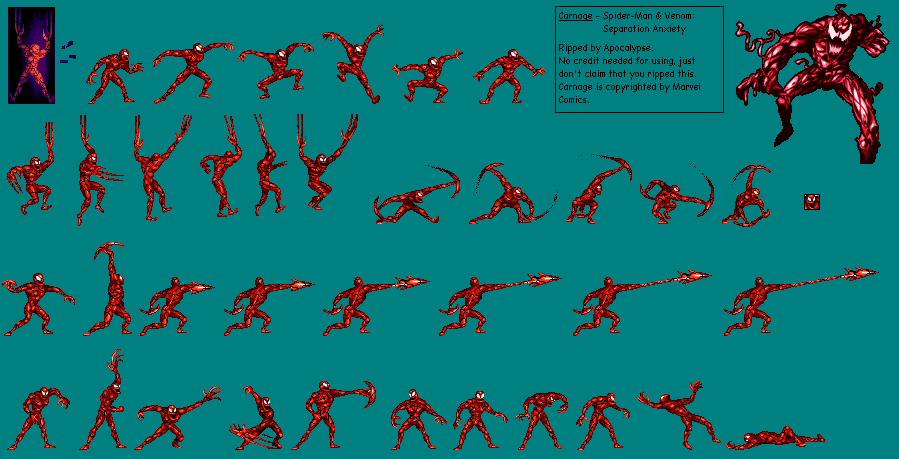 Пиксельные игра паук. Человек паук спрайт Карнаж. Carnage Sprite Sheet. Спрайты человека паука для игры. Spider man maximum Carnage Sega.