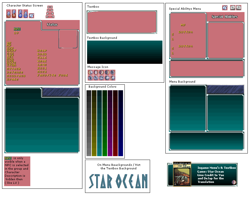 Star Ocean (JPN) - Ingame Menus