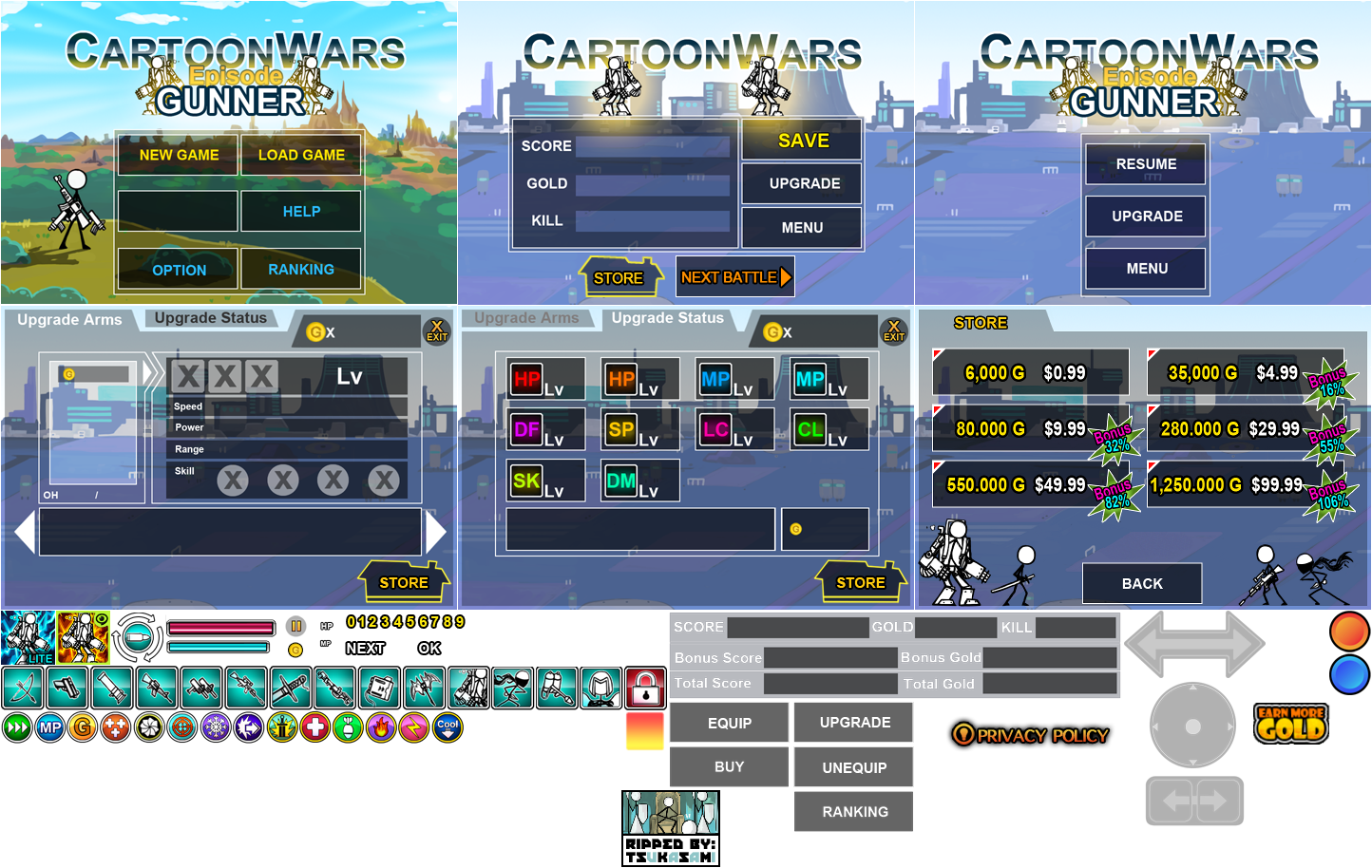 Cartoon Wars: Episode Gunner - Menus and Icons