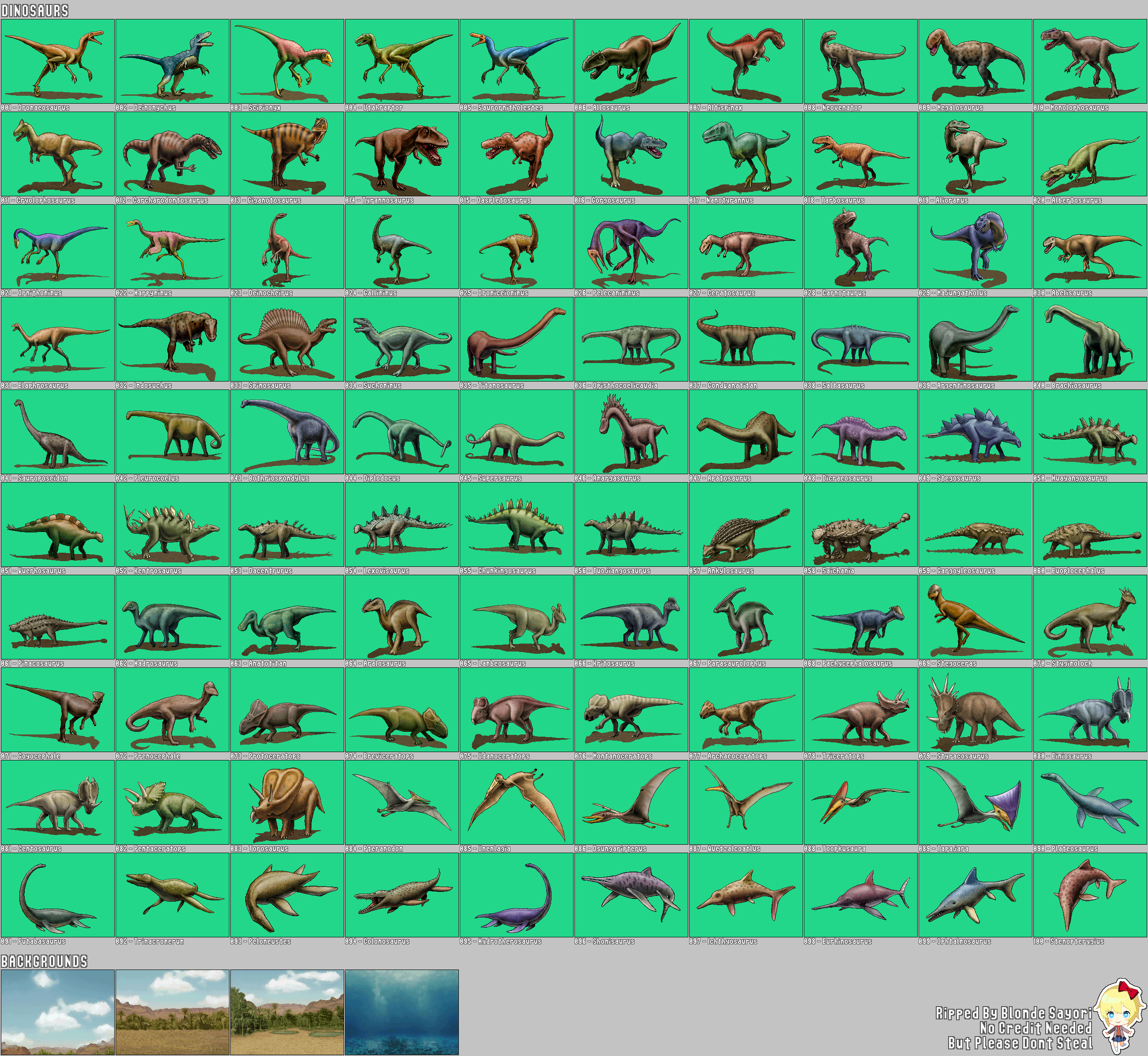 Dinosaur Sprites and Backgrounds