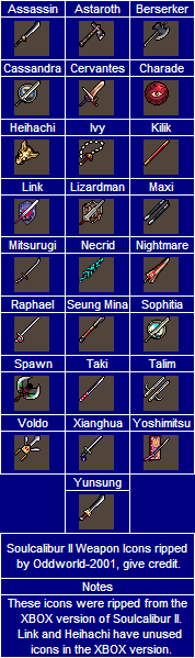 Soulcalibur II - Weapon Icons