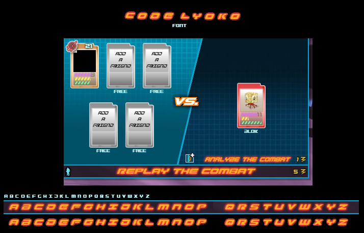 Code Lyoko: Social Game - Battle Menu Font