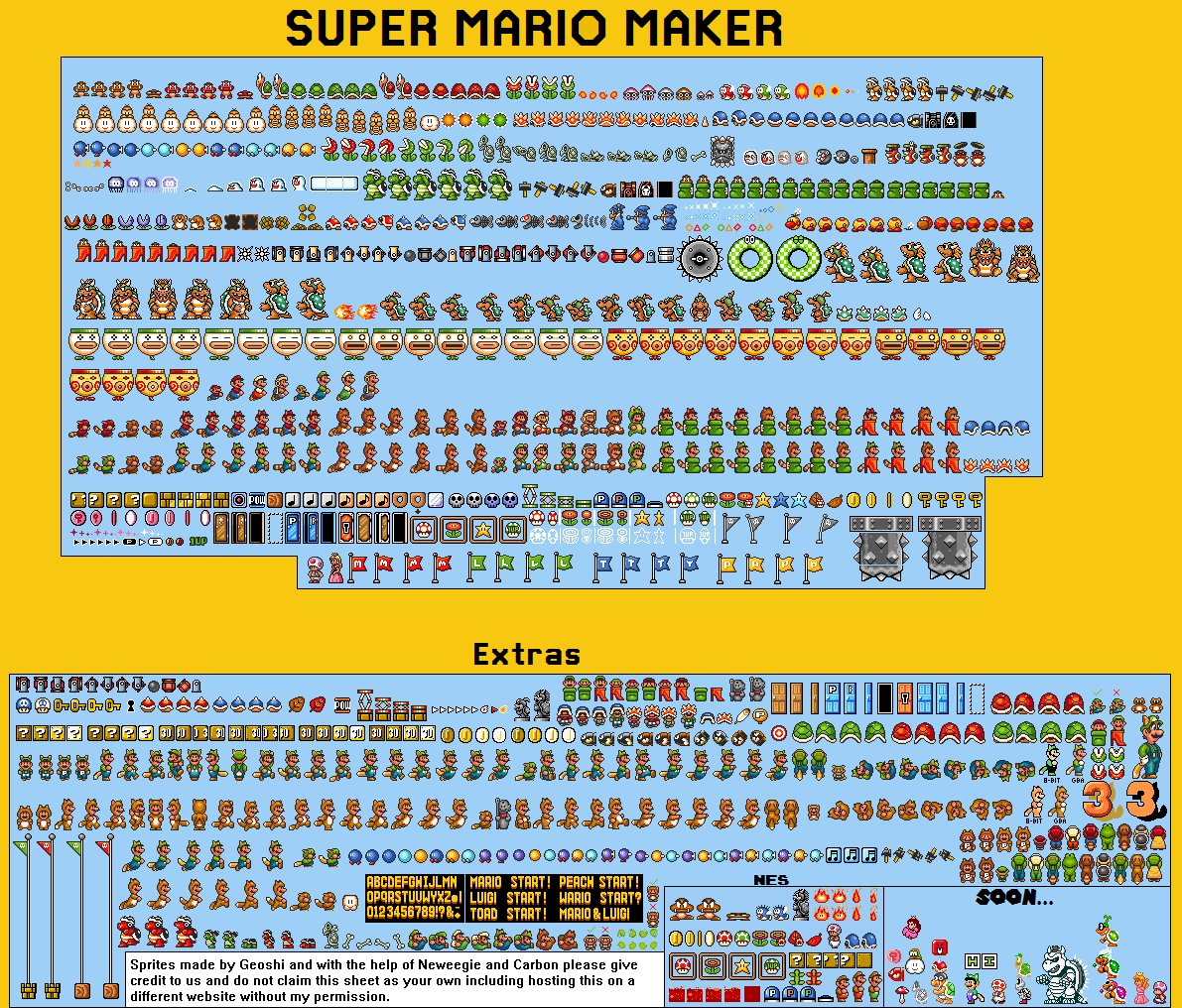 SMB3 All-Stars Super Mario Maker Sprites