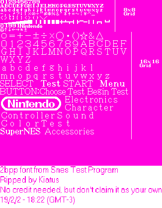 SNES Test Program - Font