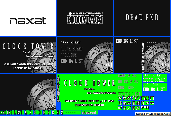 Clock Tower for WonderSwan - Menus