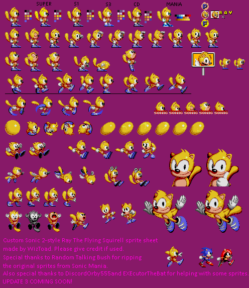 Custom / Edited - Sonic the Hedgehog Customs - Ray (Sonic 2 Style ...